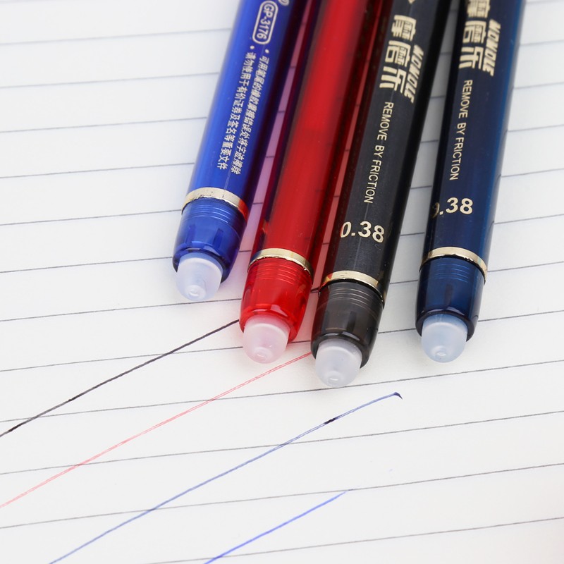 Bút mực gel 0.38mm màu xanh dương / đỏ / đen có thể xóa được tiện dụng