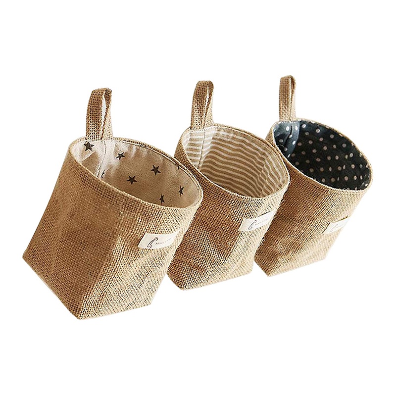 Túi đựng đồ treo tường vải cotton lanh có thể gập lại và giặt sạch tiện dụng