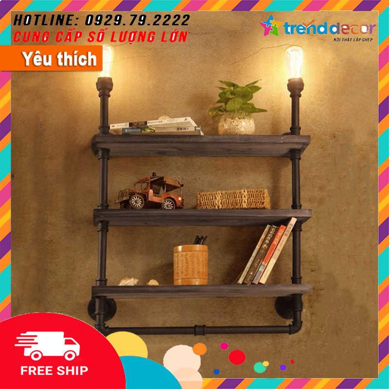 [20 Mẫu] kệ gỗ treo tường kệ ống nước kệ giá để sách kiêm treo quần áo decor vintage trang trí nhà, quán cafe trenddecor