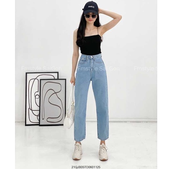 Quần jean baggy nữ trơn lưng cao 1 túi 3025(không co giãn) ulzzang, quần bò thời trang VM STYLE 22QJB03TD0501