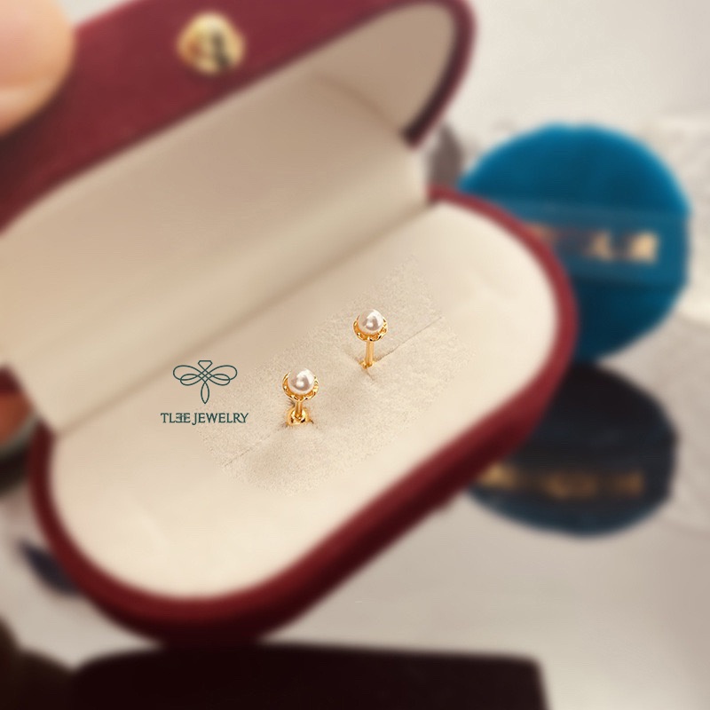 Khuyên tai bạc nữ TLEE chốt ren vặn bi bạc nữ tính TleeJewerly B0200