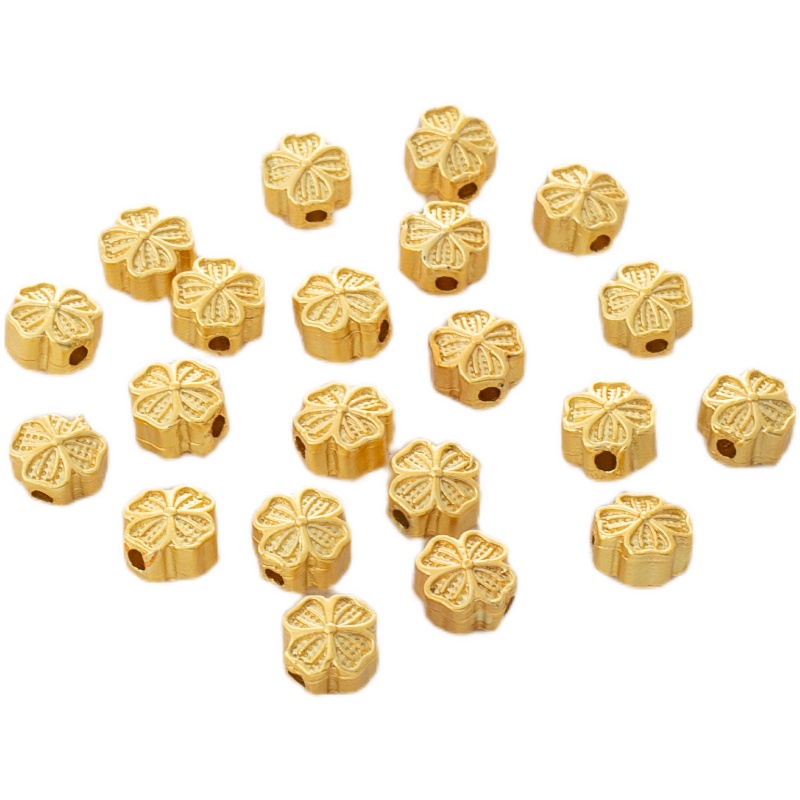 Bộ 10 Hạt Xỏ Lỗ Màu Vàng 18k Dùng Làm Trang Sức diy