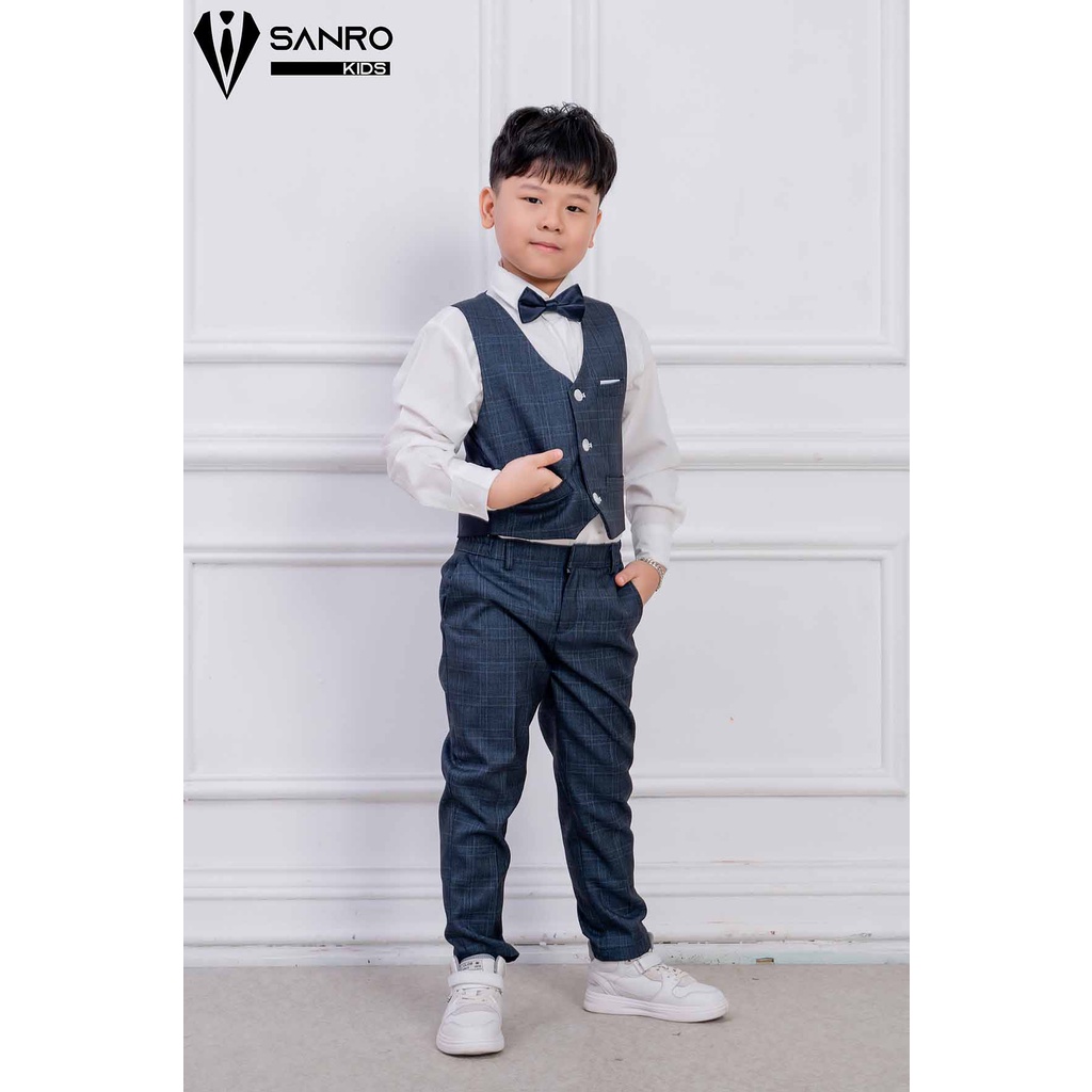 Bộ vest bé trai thiết kế rêu kẻ