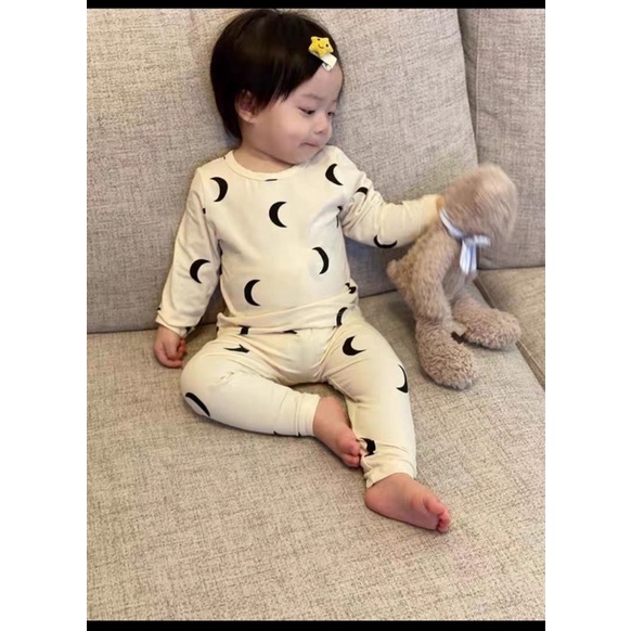 TD17 Bộ dài Thun Minkymom Hoạ tiết Beo Tim sao Cho Bé 8kg đến 18kg