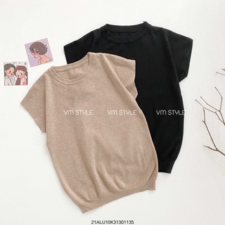 Áo len tay ngắn cổ trụ chất len mịn dày dặn phong cách hàn quốc nhiều màu VM Shop 21ALU10K31301