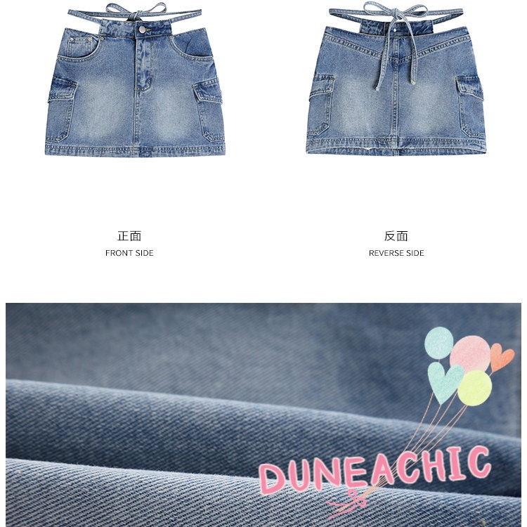 DUNEA Chân váy jean Lưng Cao Dáng Chữ A Xinh Xắn Dành Cho Nữ