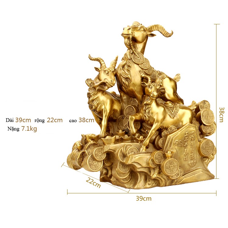 Tam Dương 3 con dê Dê tam thế Tam dương Khai Thái bằng đồng thau