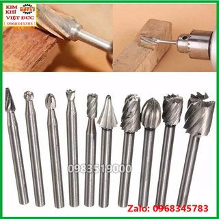 Bộ 10 đầu mũi mài khắc làm gỗ lũa cán 3mm