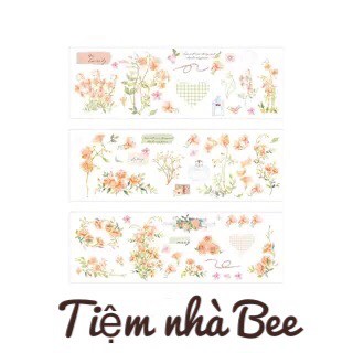 Sticker xinh xắn trang trí sổ nhật ký, bông hoa Vintage │ 3 tấm 80x240mm │Xem thêm ở phần MÔ TẢ SẢN PHẨM