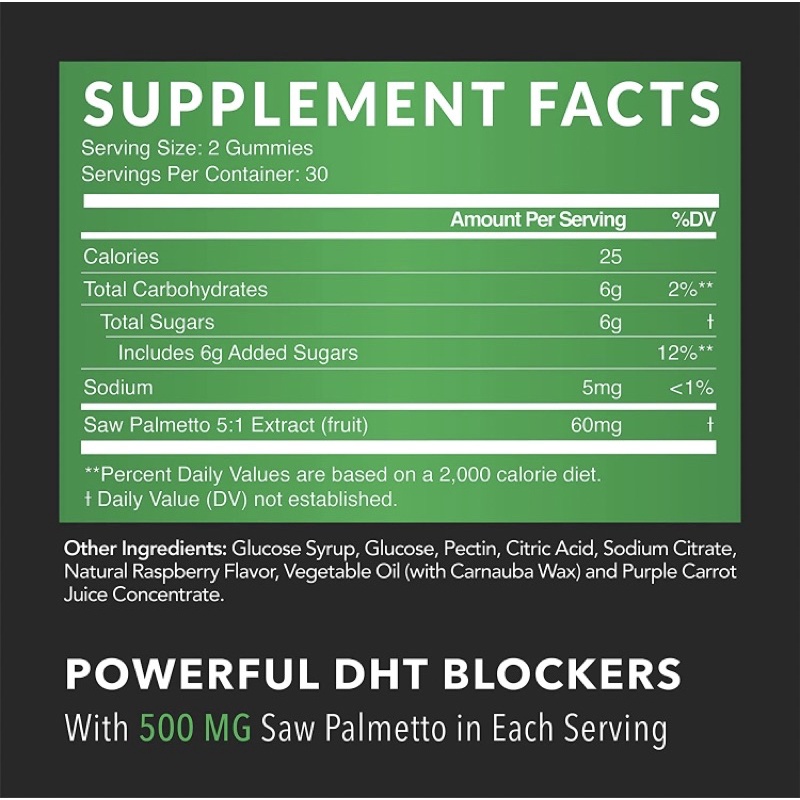 Kẹo dẻo chay hỗ trợ tuyến tiền liệt hói đầu Saw Palmetto Havasu nam nữ 60 viên USA