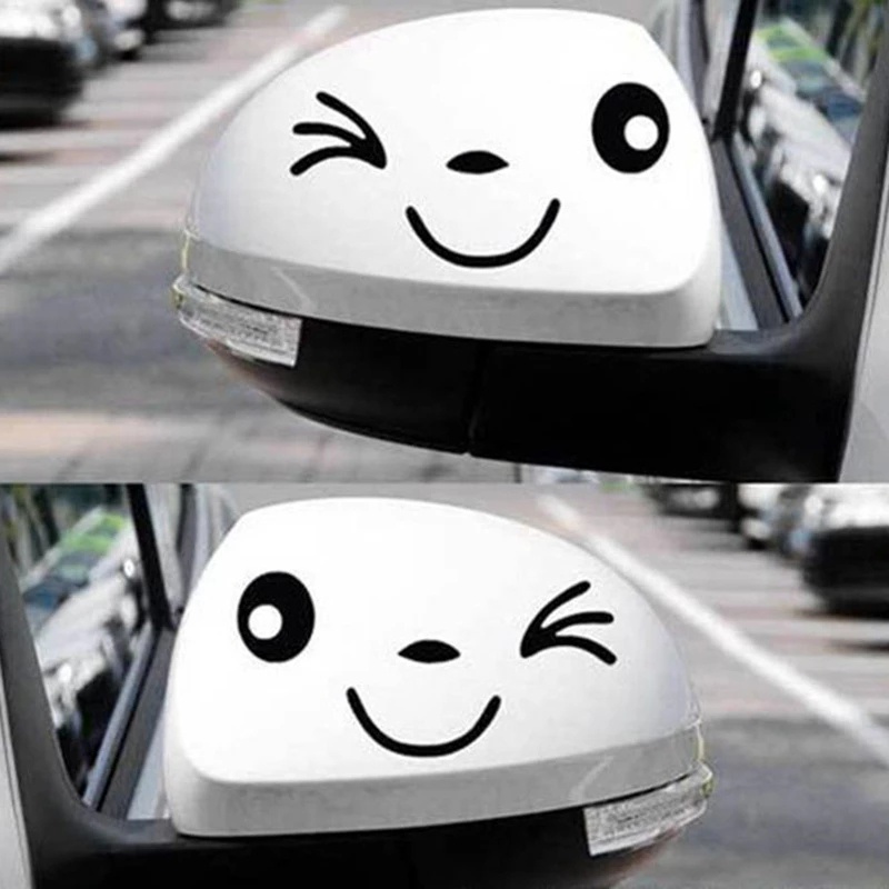 Cặp sticker dán trang trí gương chiếu hậu xe hơi hình mặt cười dễ thương