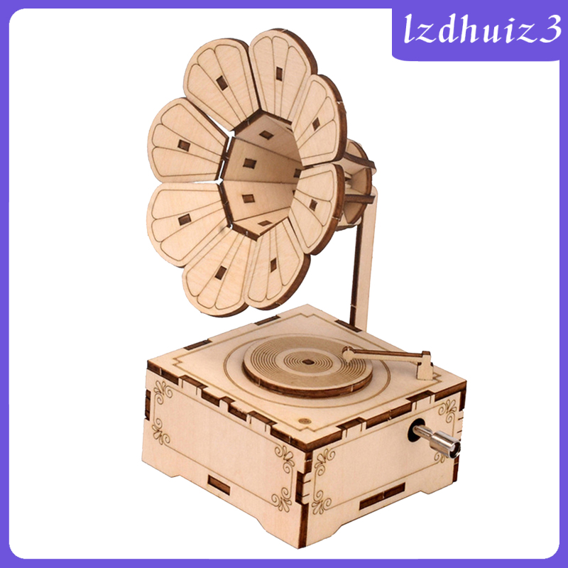 Bộ Đồ Chơi Lắp Ráp Mô Hình Máy Hát Gemgem Loey 3D Bằng Gỗ DIY Cho Người Lớn