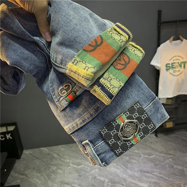 Quần Jeans Dài Thêu Họa Tiết Thời Trang Sang Trọng Cho Nam