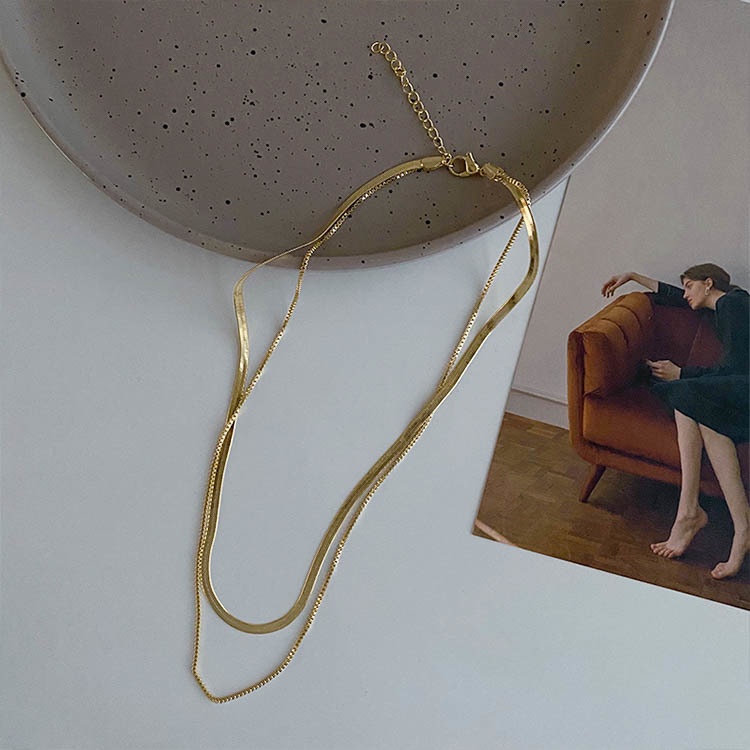 Vòng cổ Xương Rắn Hai Lớp Thời Trang Đường Phố Cá Tính Cho Nam Nữ