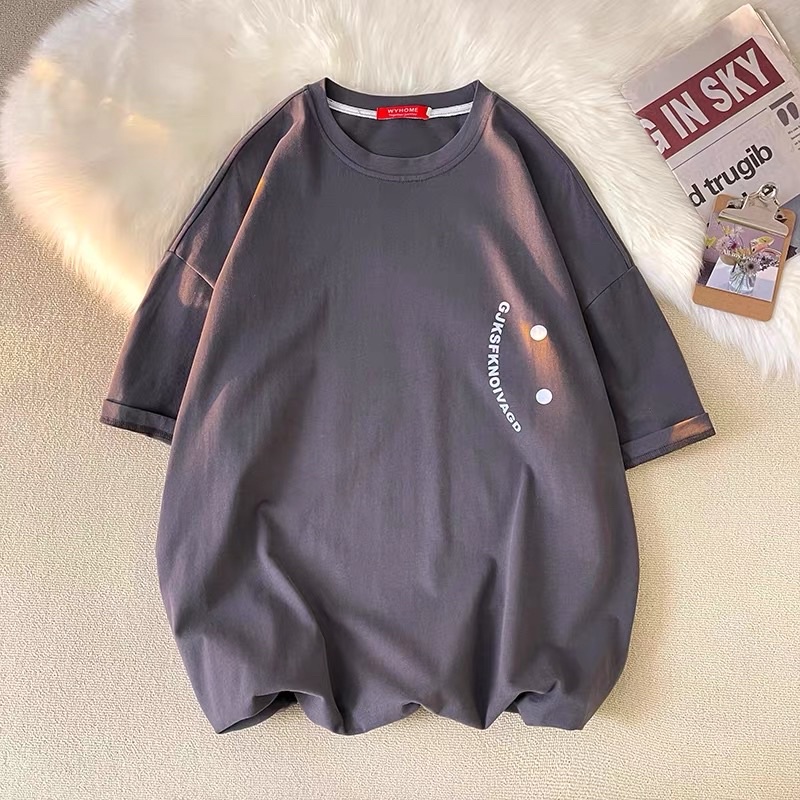 Áo thun cotton tay lỡ dáng rộng unisex freesize 38-65kg - Mặt cười chữ