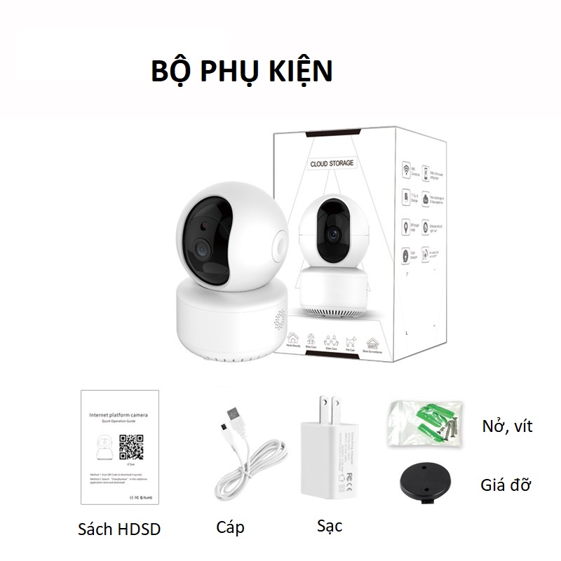 Camera Wifi ICSEE 5Mpx Onvif, đàm thoại 2 chiều,giám sát thông minh,quay 360 độ,thông báo người di chuyển