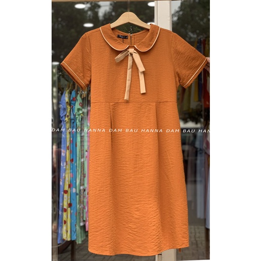 [SIZE 40-85KG] Đầm bầu công sở baby doll cổ lá sen dễ thương cho mẹ bầu trẻ VẢI LỤA ĐŨI CAO CẤP mềm mát ít nhăn
