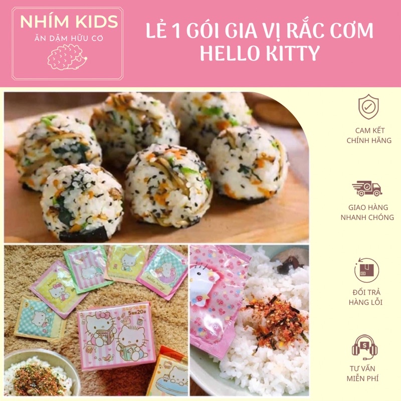 [Date T9/2024] 1 gói gia vị rắc cơm Hello Kitty/Anpanman/Minion cho bé từ 9 tháng