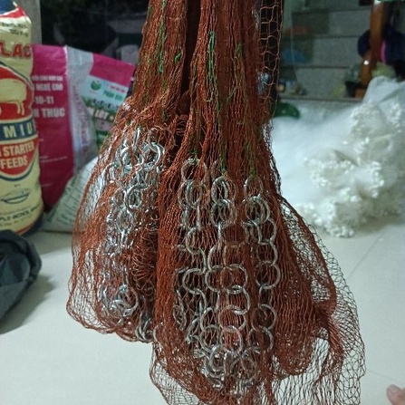 Chài Dù Nâu Đỏ Chân Xích và Chân Chì  Bung 8m cao 4m nặng 5kg Hàng Thái Lan Chính Hãng Sợi Dù Siêu Dai