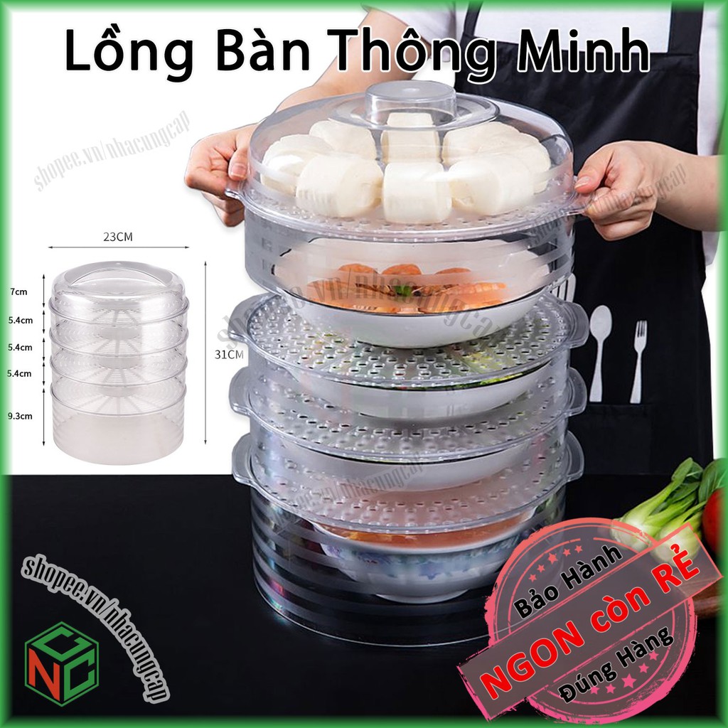 Lồng Bàn Thông Minh 5 Tầng - Nhựa PP An Toàn Cho Nhà Bếp - NLM-LBTM5T (Trong Suốt)