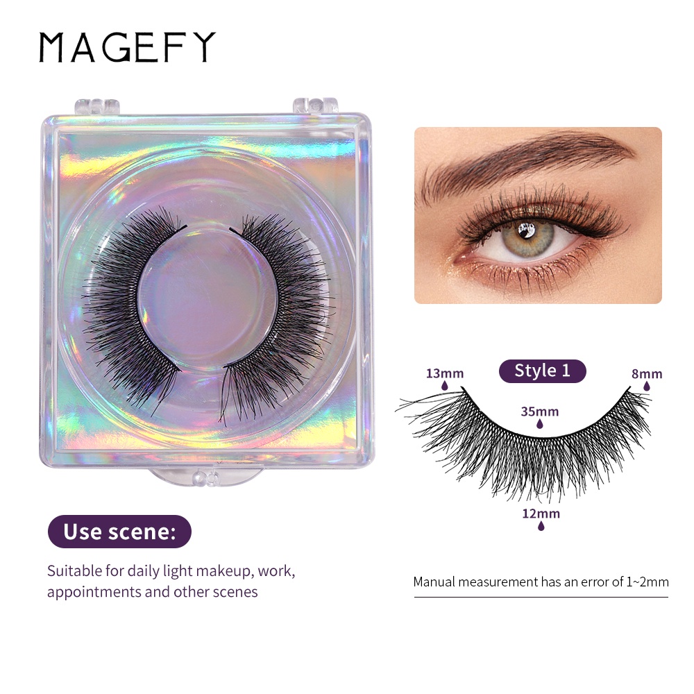 Hộp cặp lông mi giả MAGEFY tự nhiên cong và dày dành cho làm đẹp