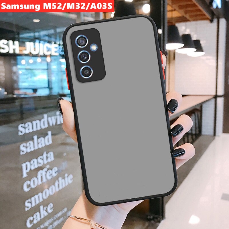 Ốp điện thoại cứng mặt nhám có khung viền camera cho Samsung Galaxy M52 5G A13 A03s A32 4G A02s A21s