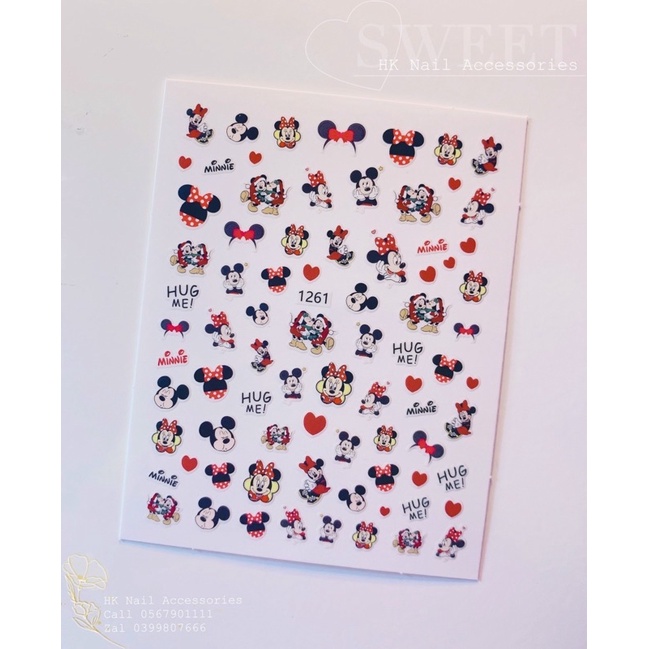 sticker chuột mickey , bò sữa nail, hình dán móng mẫu mới