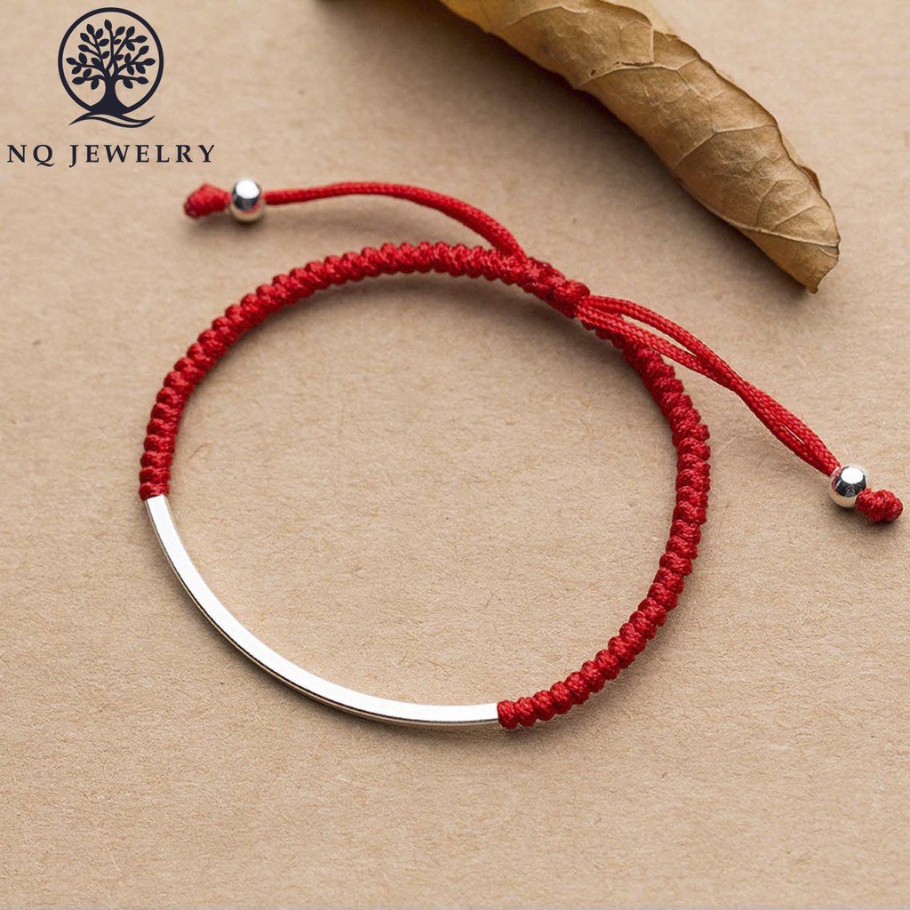 Vòng thắt dây đỏ ống bạc - NQ Jewelry