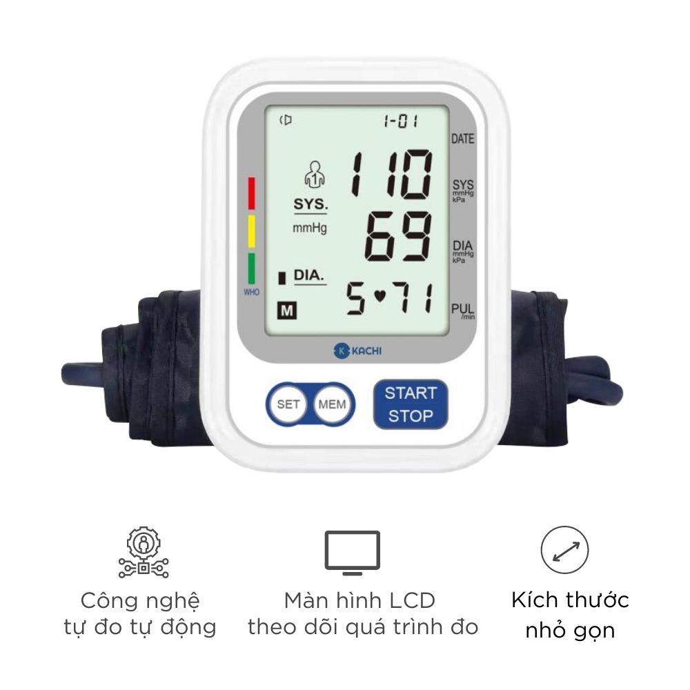 Máy đo huyết áp tự động có giọng nói tiếng Việt đọc kết quả dễ dùng cho người lớn tuổi