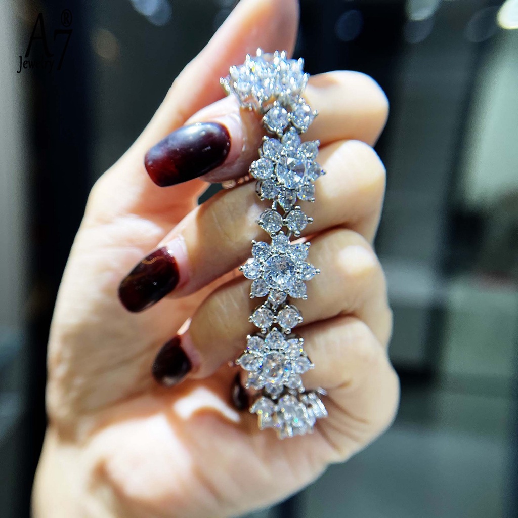 Vòng tay bạc S925 đính đá kim cương toàn bộ cho nữ