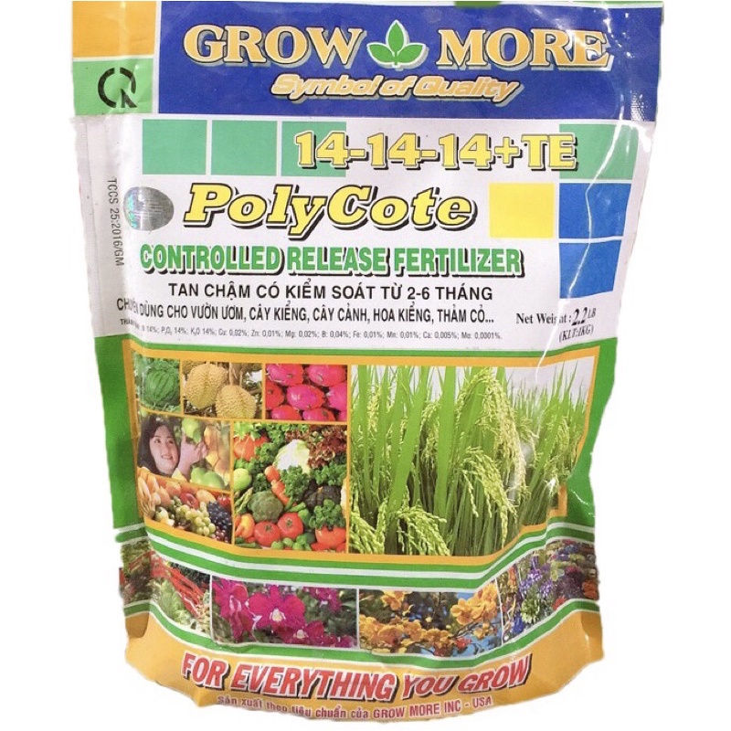 Phân tan chậm Growmore 14-14-14+TE gói 1kg