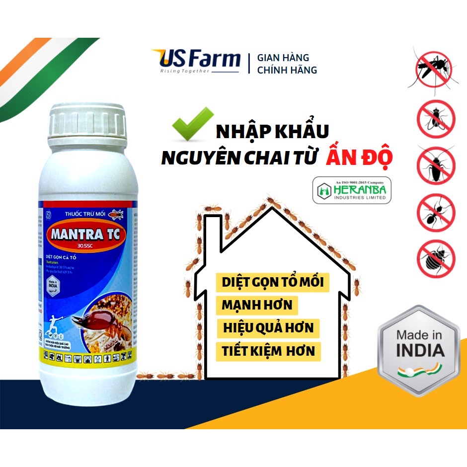 Mantra TC 30.5SC - chế phẩm trừ mối không mùi, hiệu quả, tiết kiệm chi phí, thân thiện với môi trường