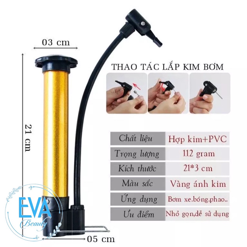 Bơm Tay Mini Cho Xe Đạp Xe Máy Loại Ống Thép Tỉnh Điện/Ống Bơm Mini Bơm Banh Bơm Bóng Tiện Lợi M863