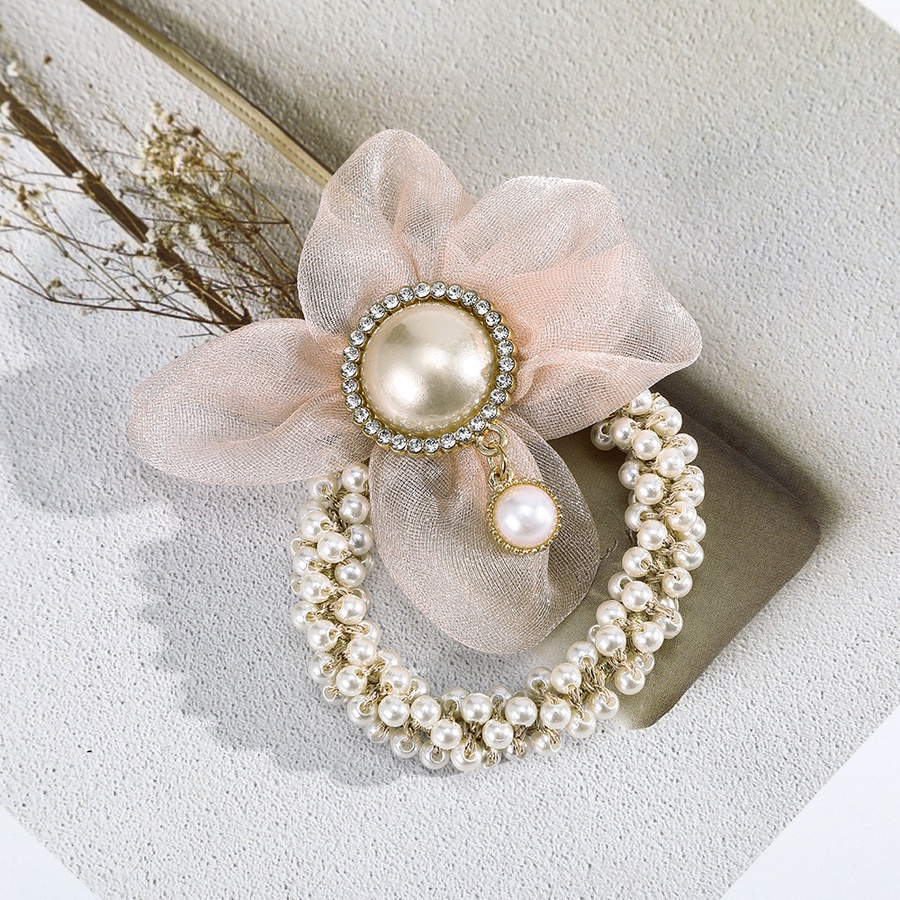 Dây buộc tóc bằng vải lưới co giãn đính hoa ngọc trai nhân tạo thời trang hàn quốc cho nữ