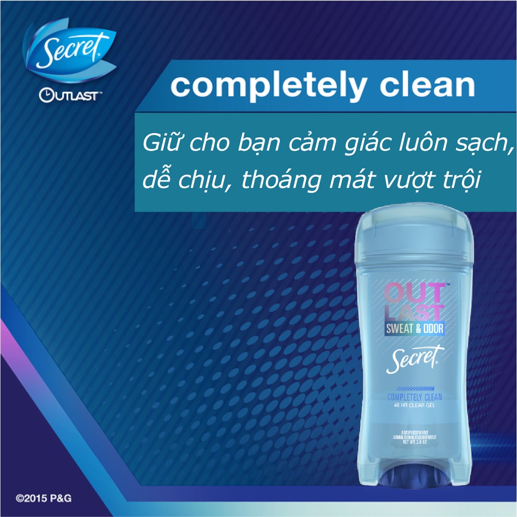 Lăn khử mùi nữ Secret Clear Gel 73g Lavender I Protecting Powder I Completely clean | BigBuy360 - bigbuy360.vn