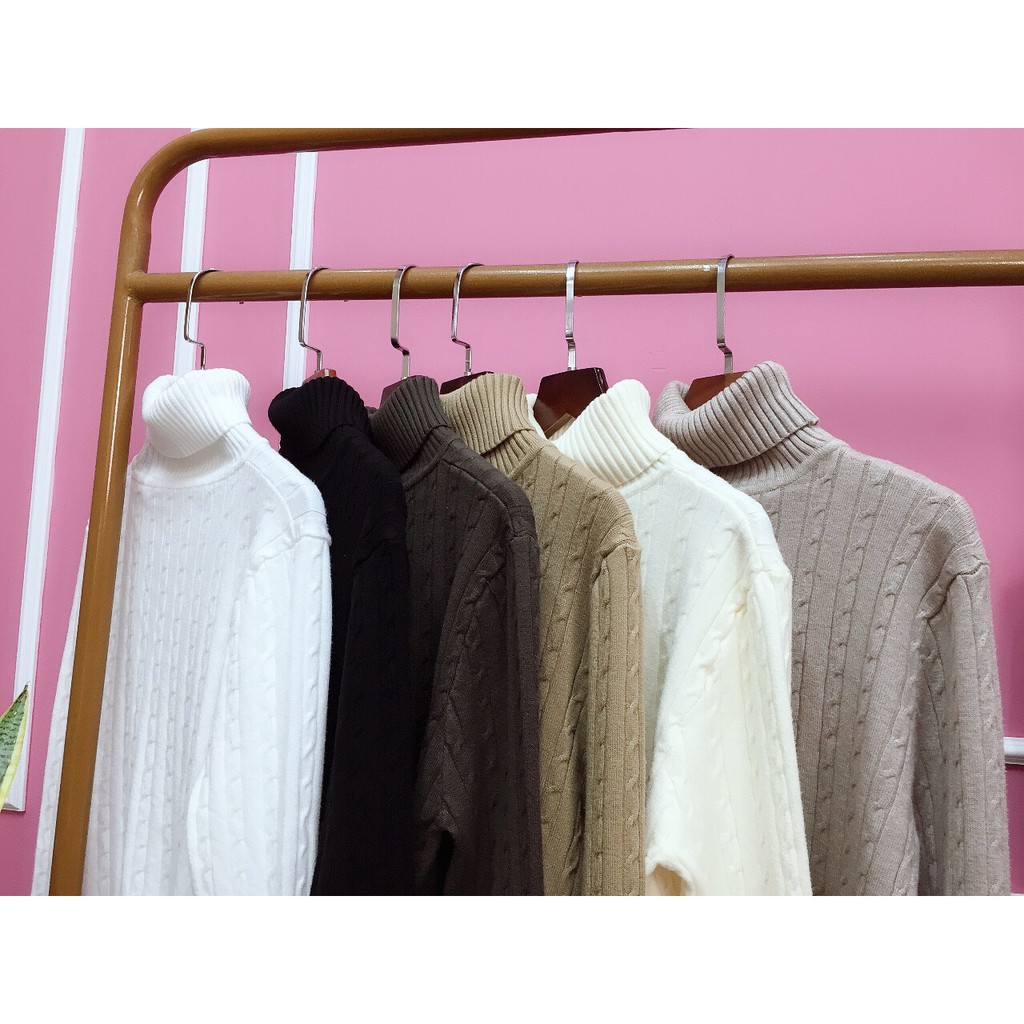 Áo len cổ lọ vặn thừng freesize dưới 62kg, Áo len dài tay cổ lọ thiết kế cao cấp | BigBuy360 - bigbuy360.vn