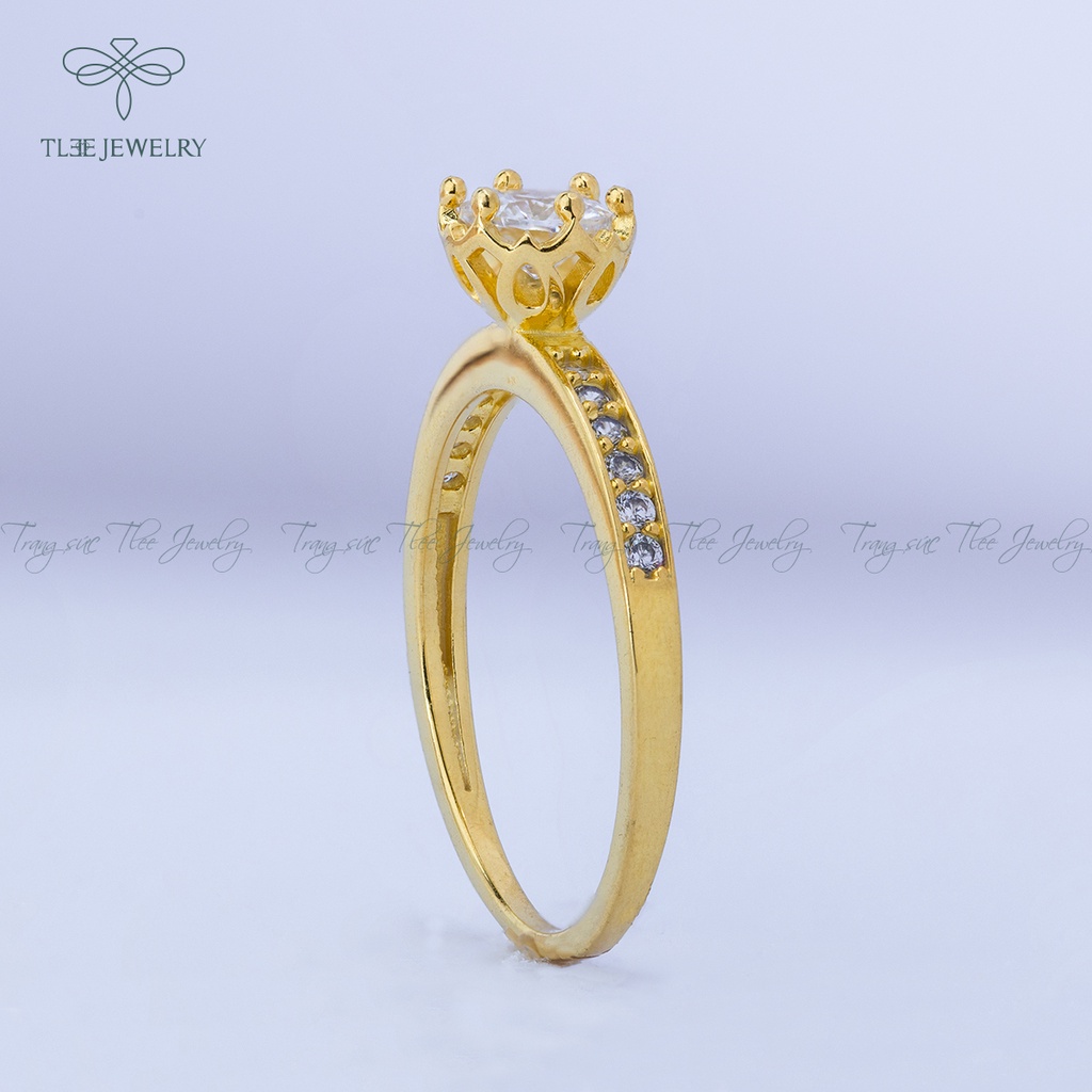 Nhẫn bạc nữ TLEE Jasmine Prince mạ vàng 14k nạm đá cao cấp NCJ A0107