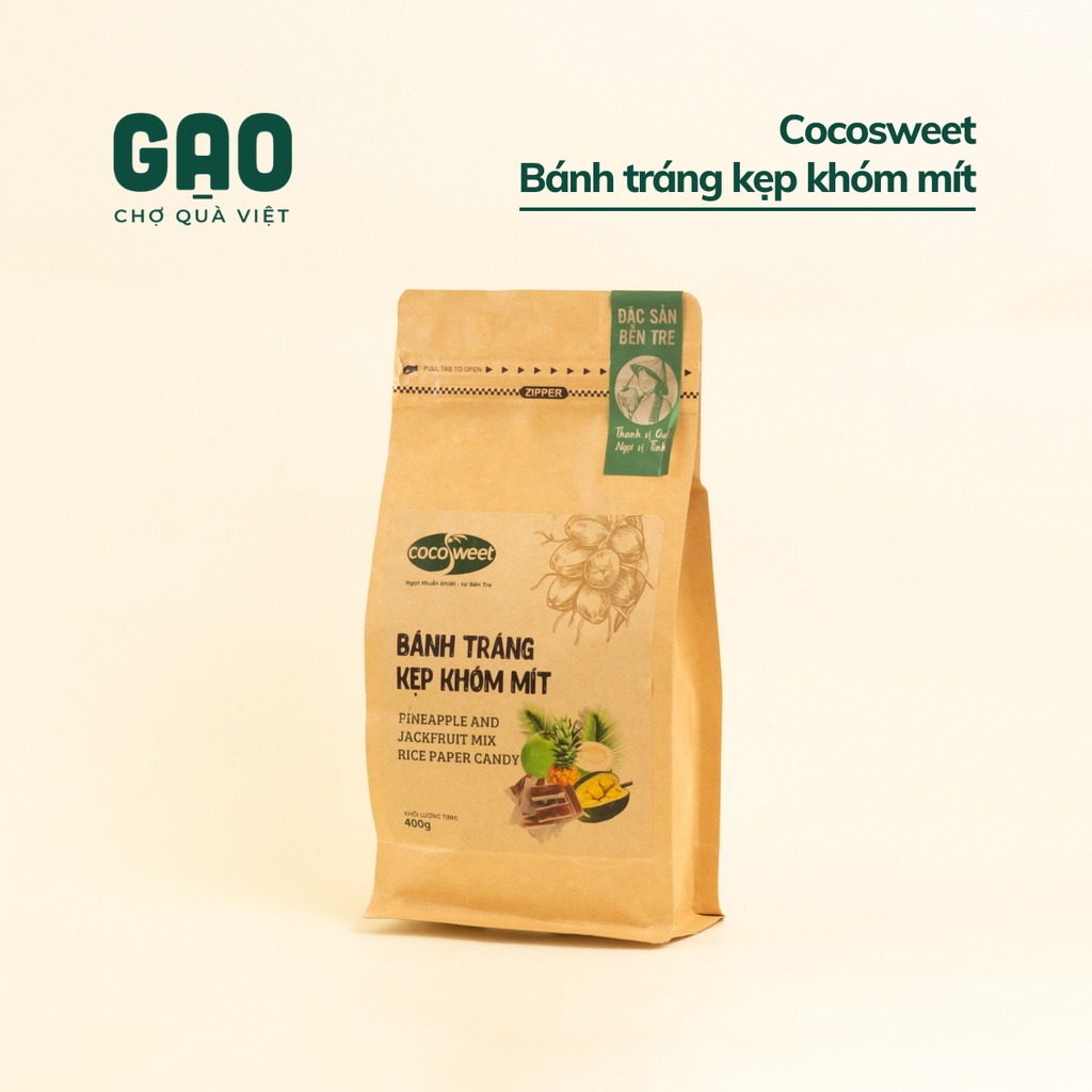 Bánh tráng kẹp khóm mít đặc sản Bến Tre - Cocosweet - Túi 400g