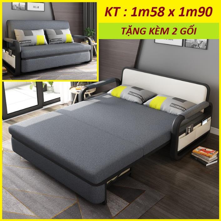 HOT - Giường Sofa. Ghế Sofa Giường Đa Năng. Kích Thước 1m58 x 1m90. Tặng Kèm 2 Gối.