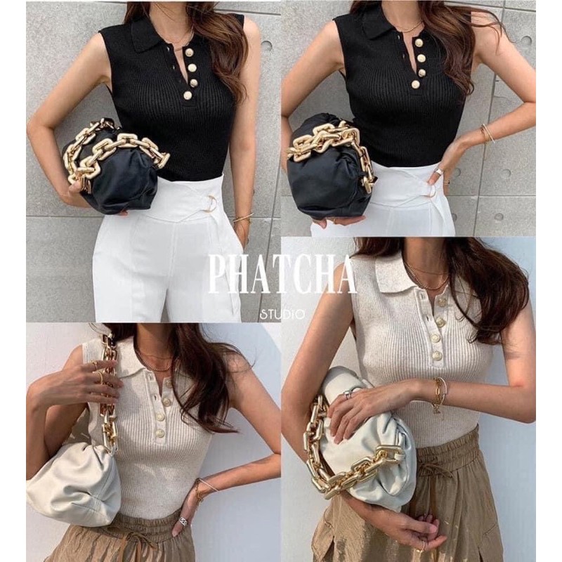 Áo thun khoá nút kim loại vàng cao cấp Thailand