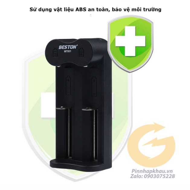 Sạc 2 cell pin cao cấp 18650, 21700, 26650  Beston Chính hãng điện áp 3.7v 4.2v thông minh, an toàn tự ngắt khi đầy