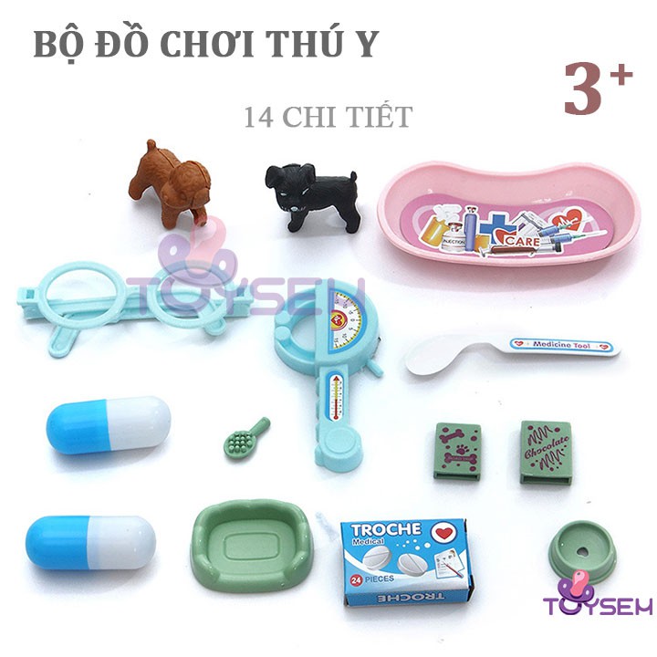 Bộ đồ chơi bác sĩ khám thú y Toysem gồm 14 chi tiết cho trẻ từ 3 tuổi - Quà tặng sinh nhật cho bé