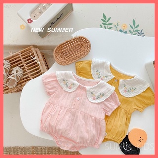 Bộ body váy cho bé gái - Quần áo trẻ em Sumin Kids - Cổ thêu hoa - Màu Hồng Vàng