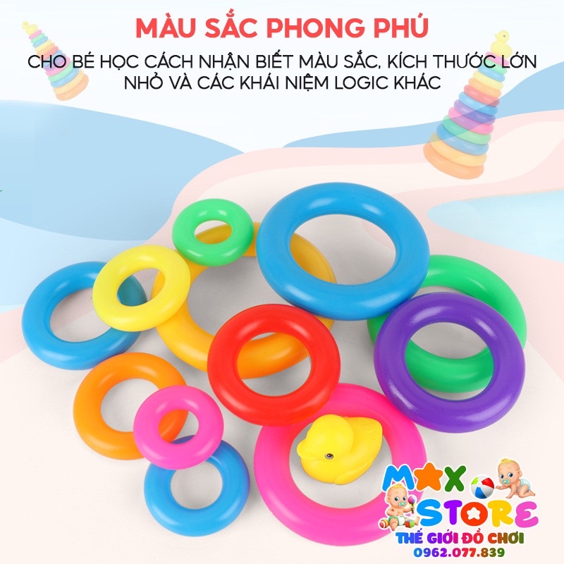 Đồ Chơi Tháp Vịt Xếp 9 Tầng 13 Tầng Size Lớn Nhiều Màu Sắc Bằng Nhựa