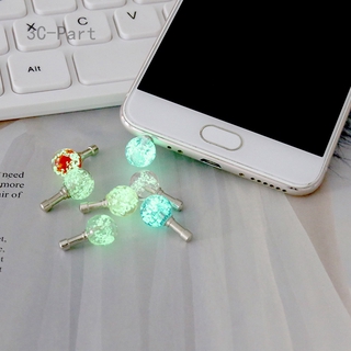 3c-bộ Nút Chống Bụi Cổng Tai Nghe 3.5mm Dạ Quang Phát Sáng Ban Đêm Cho Điện Thoại Di Động / Máy Tính Bảng