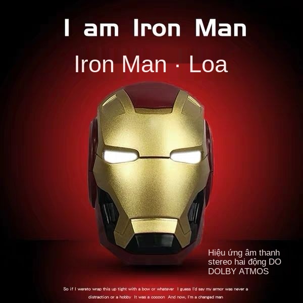 ✓☒Loa Bluetooth Không Dây+Loa siêu trầm Mũ bảo hiểm Iron Man dây mini cá nhân quà tặng thẻ điện thoại di động có thể đượ