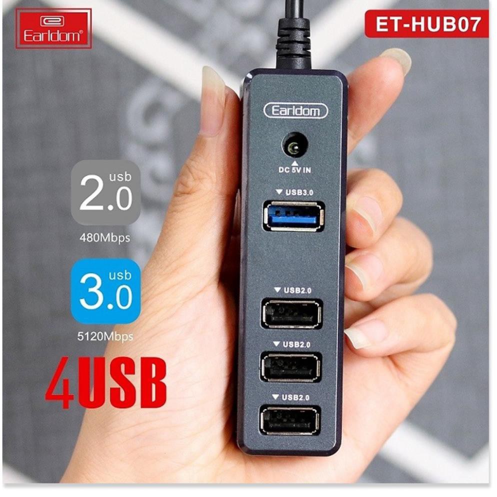 Bộ chia USB 1 ra 1 cổng 3.0 và 3 cổng 2.0 Earldom Hub-07 (Hub USB Earldom) - Hàng Chính Hãng