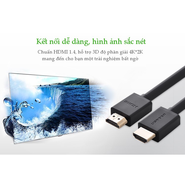 Cáp HDMI tốc độ cao Ugreen HD104 Dùng cho Xiaomi Mi Box PS4 Bộ Chia HDMI Cáp Chuyển Đổi HDMI | Cổng Mạ Vàng 4K