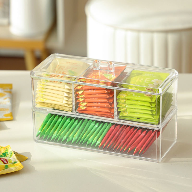 Hộp Đựng Trà/Kẹo Bằng Nhựa Acrylic Trong Suốt Tiện Dụng Cho Nhà Bếp