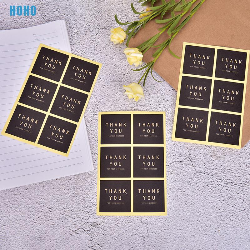 Bộ 60 miếng dán trang trí hộp quà bánh in chữ Thank You phong cách Vintage